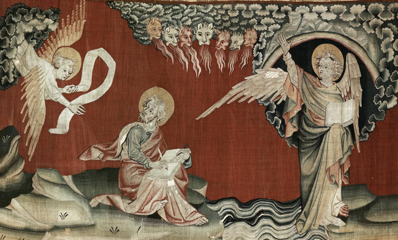 成年人,三个人,人群,站,横图,全景,插画,室外,数码,科技,天使,写,阴影,网络,半空,高光,几何,计算机图形,合成,图画,拿着,画,动物,死亡,电脑合成图,数码合成图,基督教,合成图,怪物,漫画,写实,具体,具象,邪恶,结束,灵性,挂毯,彩图,传统服装,圣约翰