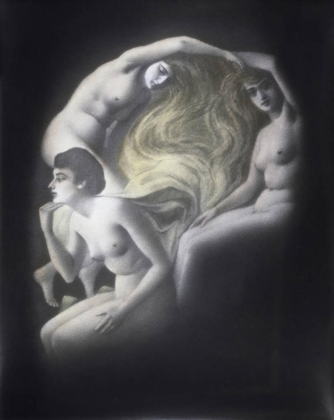 成年人,裸体,三个人,人群,竖图,插画,侧面,性感,数码,科技,阴影,黑色背景,网络,明信片,高光,几何,计算机图形,合成,图画,画,电脑合成图,数码合成图,创造力,合成图,漫画,想象,写实,具体,具象,想法,美术工艺,男人,女人,彩图,拟人,错觉