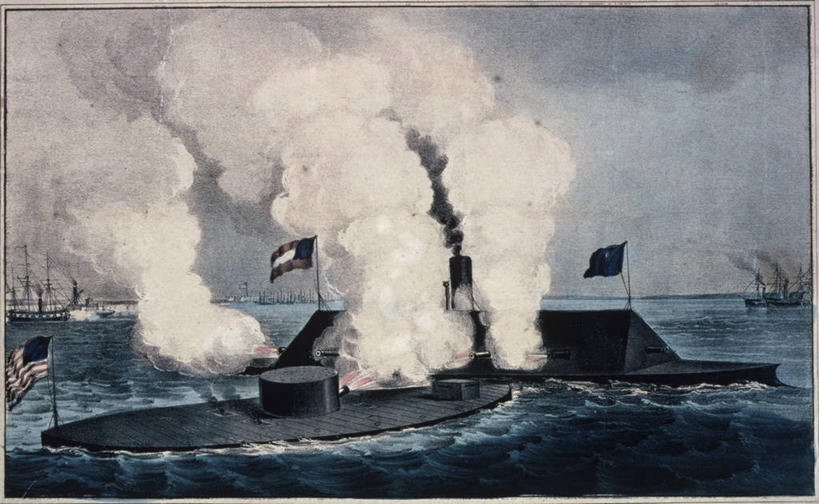 无人,横图,插画,室外,白天,数码,科技,海洋,船,美国,阴影,印刷,网络,地平线,高光,几何,计算机图形,合成,图画,历史,画,烟,电脑合成图,数码合成图,合成图,海军,漫画,美国文化,写实,具体,具象,维吉尼亚,战役,美国内战,彩图,美国海军,平版印刷