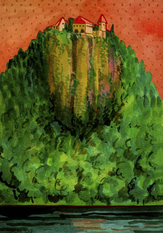 无人,竖图,插画,室外,绘画,数码,科技,湖,森林,山,水,建筑,斯洛文尼亚,阴影,艺术,网络,城堡,悬崖,高光,几何,计算机图形,古典,合成,图画,文化,画,树,绿色,工艺品,品味,美术,电脑合成图,数码合成图,高雅,合成图,漫画,前南斯拉夫,布雷德湖,写实,具体,具象,美学,彩图,戈雷尼