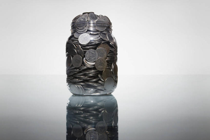 无人,花园,横图,留白,花圃,静物,许多,丰富,透明,反射,很多,财富,金融,投资,摄影,生长,广口瓶,收集,货币,硬币,小花园,彩图,影棚拍摄