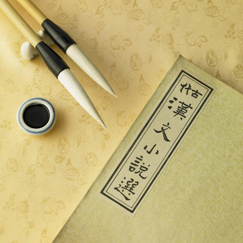 无人,竖图,俯视,室内,特写,白天,桌子,静物,书籍,一本,阴影,灰色背景,反射,笔,毛笔,墨水,影子,办公用品,书桌,文具,课桌,学习用品,书本,摄影,影棚,墨,墨汁,文具用品,两支,文房四宝,书,图书,彩图,高角度拍摄,影棚拍摄,拍摄