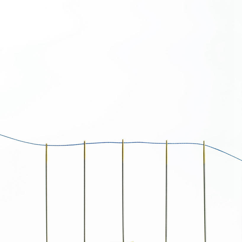 无人,竖图,室内,特写,白天,白色背景,正面,静物,一排,整齐,线,五根,针,排列,摄影,影棚,缝纫,缝衣针,针线,队列,彩图,影棚拍摄,拍摄