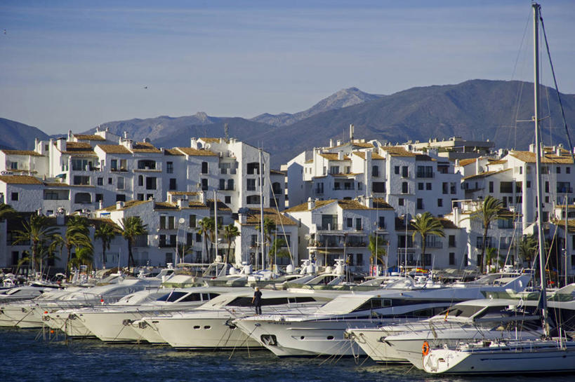 无人,横图,旅游,海洋,船,西班牙,欧洲,游艇,白色,财富,运输,摄影,华贵,安达路西亚,马贝拉,彩图,旅行,海港