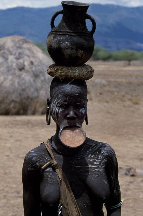 成年人,一个人,妻子,竖图,非洲,埃塞俄比亚,仅一个女性,装饰,锅,摄影,唇盘,女人,女性,彩图