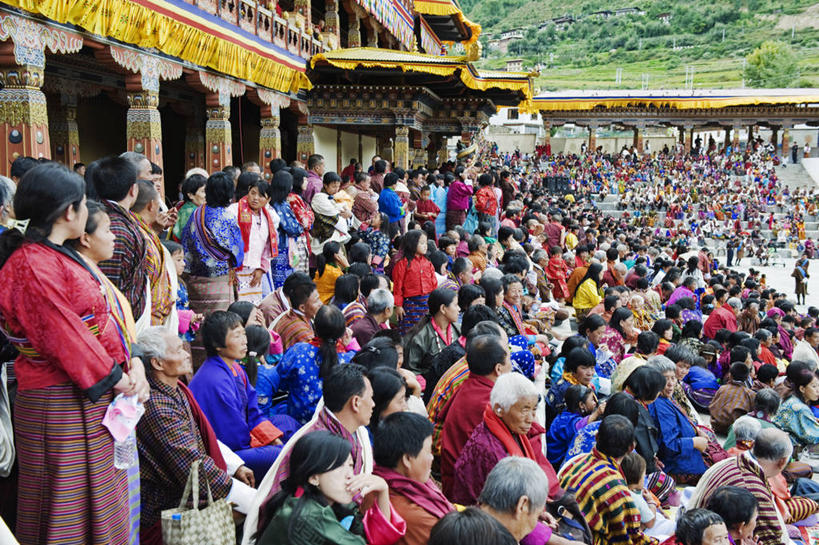 观众,横图,室外,白天,旅游,不丹,亚洲,首都,摄影,宗教,佛教,明亮,要塞,群众,廷布,彩图,旅行,传统文化