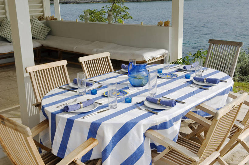 无人,横图,室外,白天,吃饭,午餐,海洋,桌子,庭院,岛,饮食,桌布,摄影,海滩,彩图,巴哈马群岛