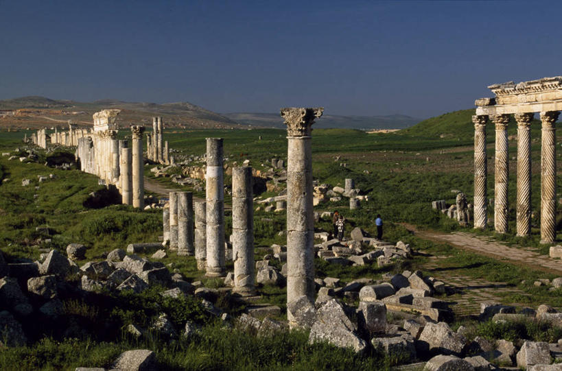 无人,横图,建筑,叙利亚,化石,柱子,历史,废墟,建筑工地,摄影,考古学,彩图,阿帕米亚