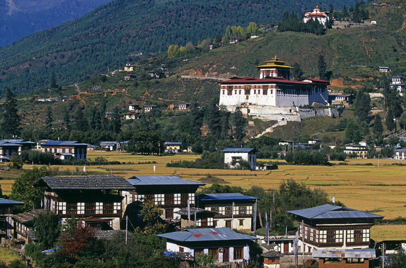 无人,横图,室外,农业,建筑,不丹,亚洲,山谷,摄影,宗教,佛教,朝圣节,喜马拉雅山脉,灵性,彩图,传统文化