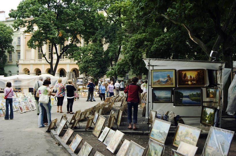 横图,室外,乌克兰,小贩,古城,市场,历史,打开,摄影,开启,购买,作画,贩卖,东欧,跳蚤市场,彩图,联合国教科文组织