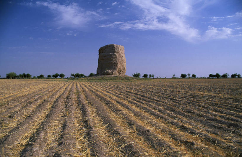 无人,横图,乌兹别克斯坦,亚洲,地形,佛塔,地标建筑,摄影,佛教,中亚,宗教建筑,丝绸之路,彩图