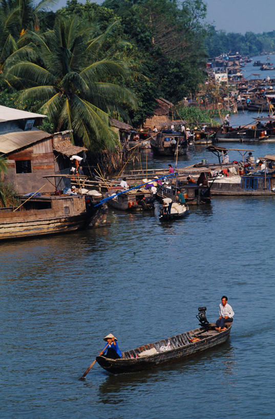 竖图,室外,商务,河流,水,船,越南,漂浮,运输,摄影,东南亚,印度支那,商人,彩图,湄公河三角洲