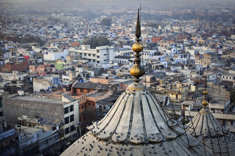 无人,横图,印度,亚洲,屋顶,风景,摄影,宗教,清真寺,南亚,监视,视角,印度共和国,贾玛清真寺,旧德里,德里,彩图,旅行,德里国家首都辖区