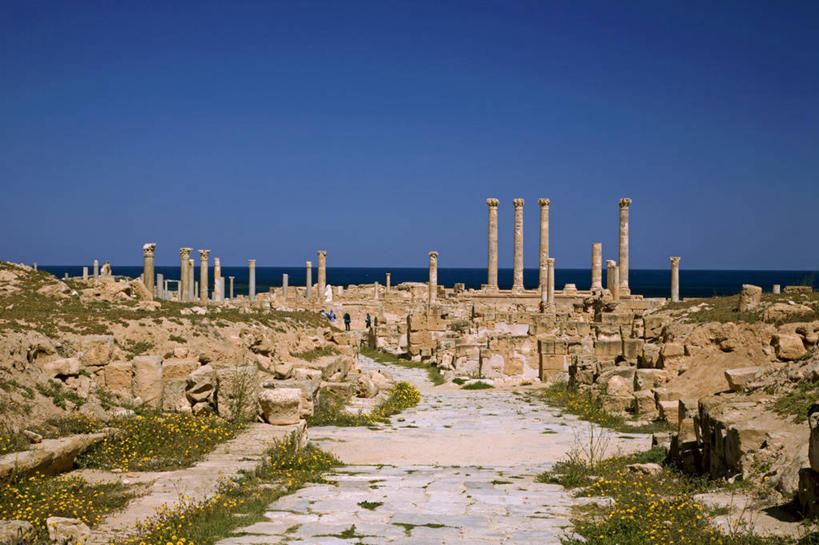 无人,横图,城市,非洲,利比亚,化石,柱子,历史,废墟,地标建筑,摄影,考古学,地中海文化,北非,阿拉伯风格,萨布拉塔,彩图,帝国