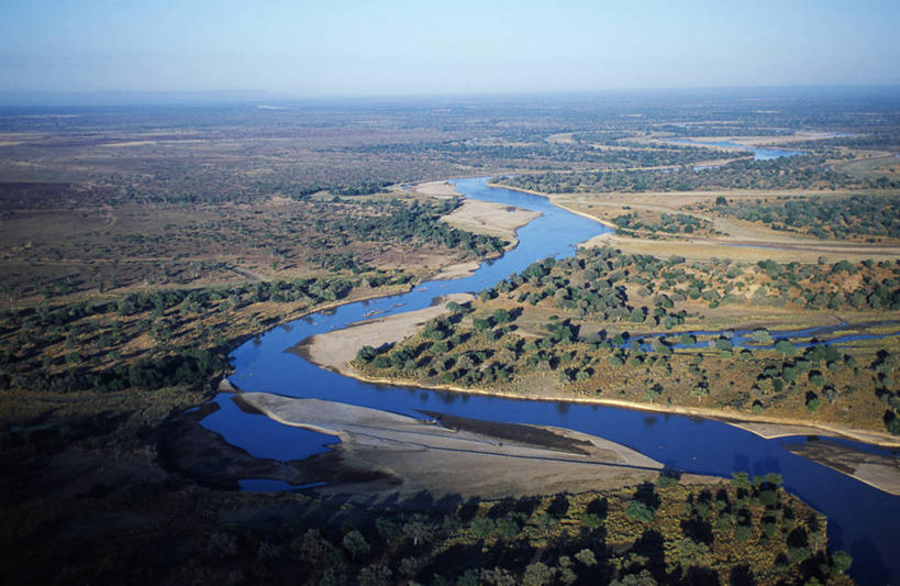 无人,横图,俯视,航拍,室外,水,非洲,赞比亚,弯腰,地形,摄影,国家公园,鸟瞰,卢安瓜河,彩图,高角度拍摄,南卢安瓜国家公园