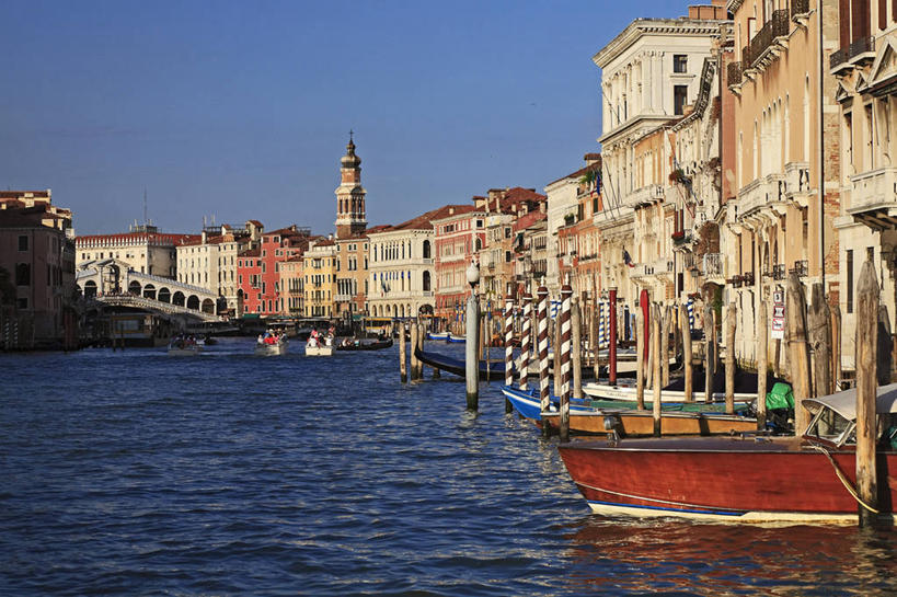 无人,横图,日落,水,船,意大利,欧洲,威尼斯,地形,桥,欧盟,黄昏,地标建筑,摄影,运河,地中海文化,意大利文化,威尼托大区,雷雅托桥,彩图,旅行