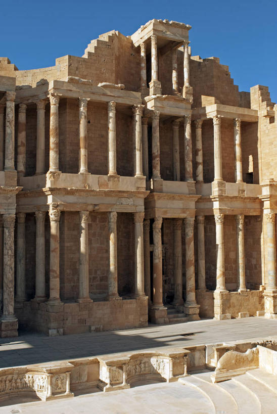 无人,舞台,竖图,建筑,非洲,利比亚,柱子,北,废墟,摄影,修复,北非,萨布拉塔,彩图,旅行,传统文化,联合国教科文组织