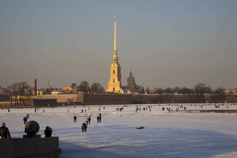 横图,室外,河流,雪,建筑,俄罗斯,冰,冬天,塔,北,摄影,要塞,涅瓦河,前苏联,步行,彩图,旅行,大教堂,独联体