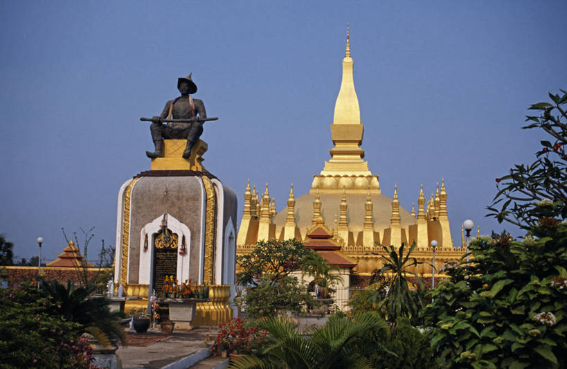 无人,横图,建筑,老挝,雕像,尖顶,首都,佛,宝塔,佛塔,金色,摄影,东南亚,佛教,复杂,万象,塔銮,彩图