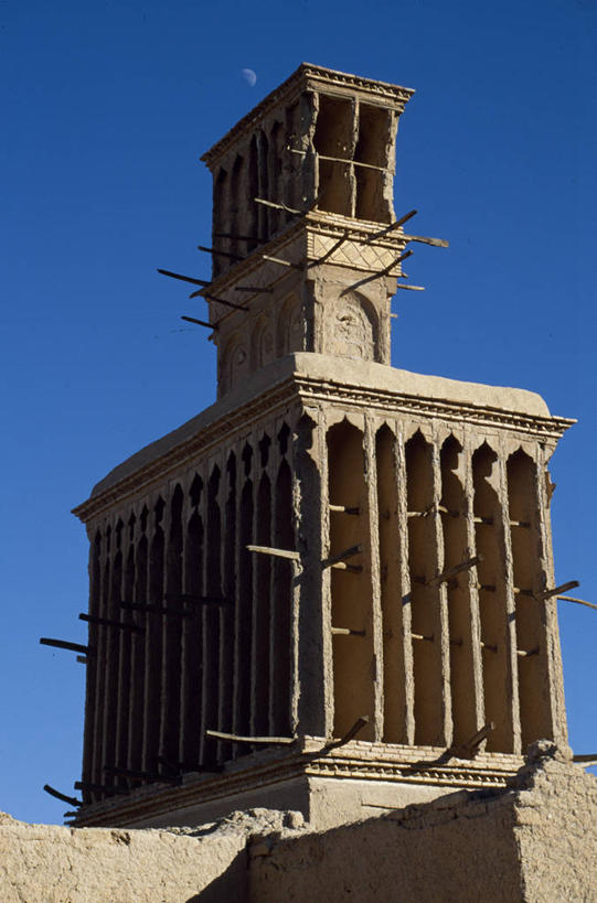 无人,竖图,风,建筑,伊朗,月亮,塔,杆,空调,摄影,彩图