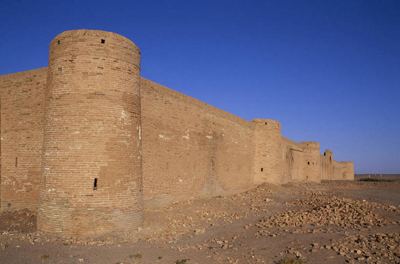 无人,横图,沙漠,伊朗,墙,摄影,保护,要塞,建筑材料,丝绸之路,彩图,独处