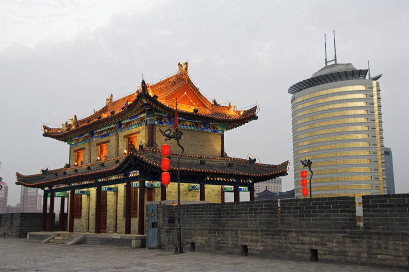 横图,室外,旅游,度假,城市,建筑,中国,亚洲,历史,城墙,地标建筑,摄影,照亮,中国文化,东亚,陕西省,彩图,传统文化