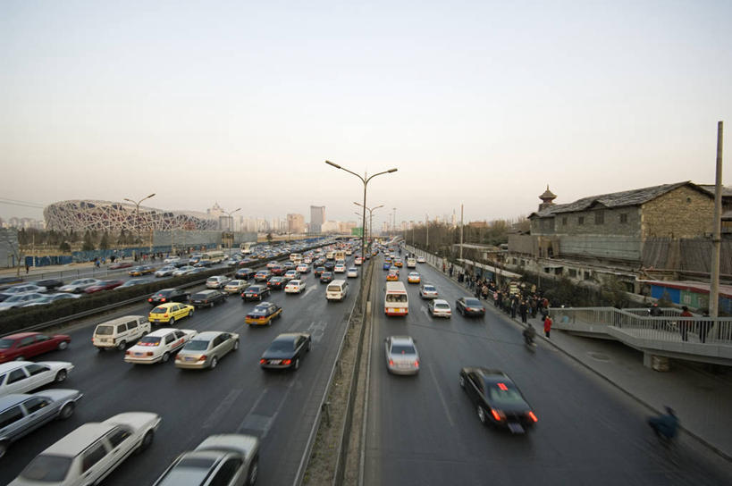 无人,横图,室外,白天,旅游,建筑,街道,路,公路,汽车,北京,上海,亚洲,交通,首都,体育场,现代,摄影,奥林匹克运动场,国家体育场,彩图,旅行,交通堵塞,北京奥林匹克体育场
