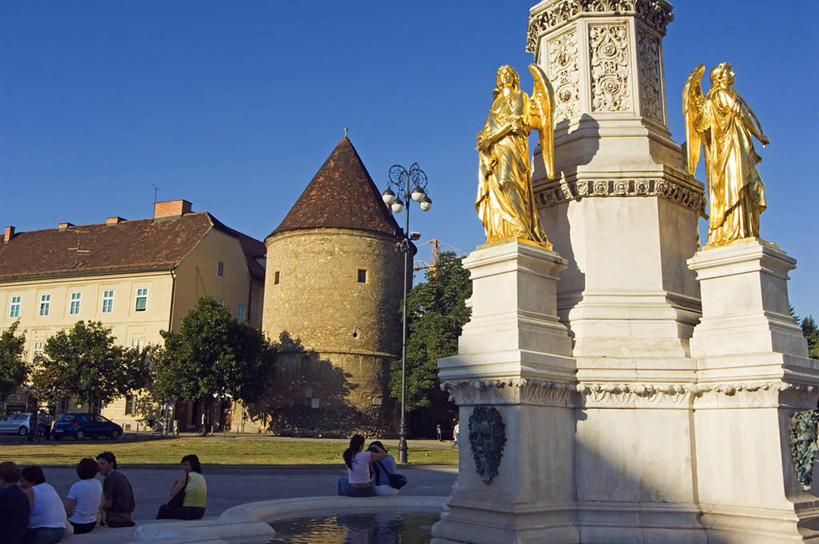 无人,横图,室外,建筑,雕塑,欧洲,克罗地亚,天使,城镇,古城,首都,石墙,地标建筑,摄影,要塞,巴尔干,前南斯拉夫,圣玛丽,萨格勒布,彩图