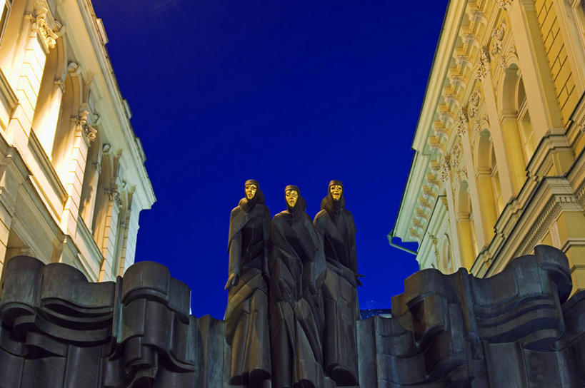 无人,横图,城市,建筑,欧洲,雕像,首都,历史,现代,黄昏,地标建筑,摄影,照亮,立陶宛共和国,维尔纽斯,彩图,波罗的海三国