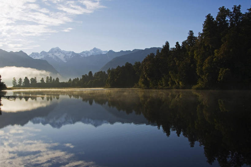 无人,横图,室外,日出,湖,山,山脉,树林,水,雪,雪山,日光,欧洲,荷兰,新西兰,反射,地形,山顶,黎明,风景,安静,摄影,宁静,西欧,剪影,澳大拉西亚,库克山,荷兰王国,尼德兰王国,新西兰南岛,南荷兰省,韦斯特兰,马瑟森湖,彩图,罢工,美人