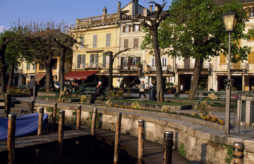 无人,横图,室外,日落,阳台,路灯,意大利,树,黄昏,摄影,伦巴第大区,彩图,浮桥