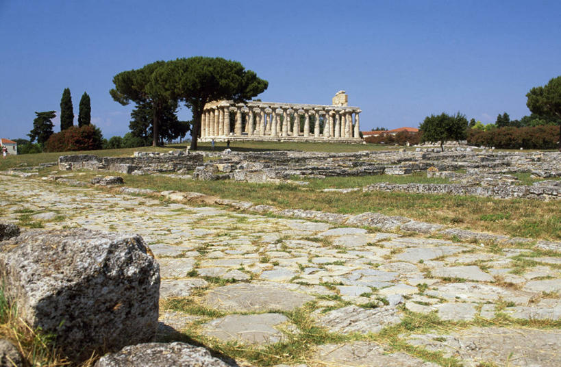 无人,寺庙,横图,旅游,度假,城市,意大利,欧洲,柱子,历史,废墟,地标建筑,摄影,宗教,宗教建筑,希腊文化,意大利文化,坎帕尼亚,彩图,旅行,佩西特姆,多利安式