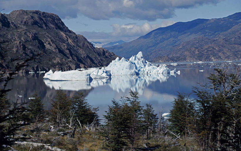 无人,横图,室外,湖,山,智利,反射,冰,地形,灰色,风景,南美,摄影,拉丁美洲,百内国家公园,彩图