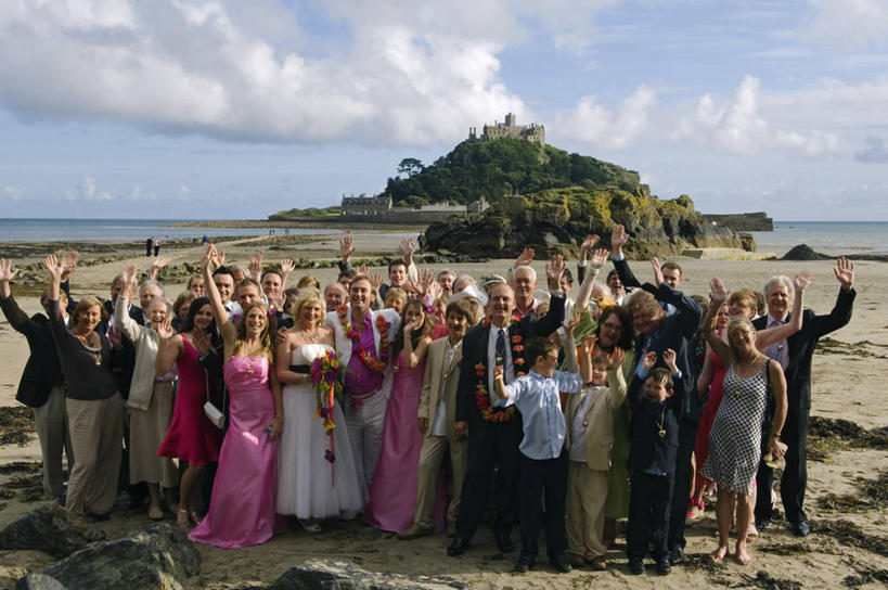 家庭,横图,室外,婚礼,快乐,庆祝,结婚,挥手,英格兰,波浪,喜庆,摄影,纪念,海滩,彩图,高兴,西南英格兰