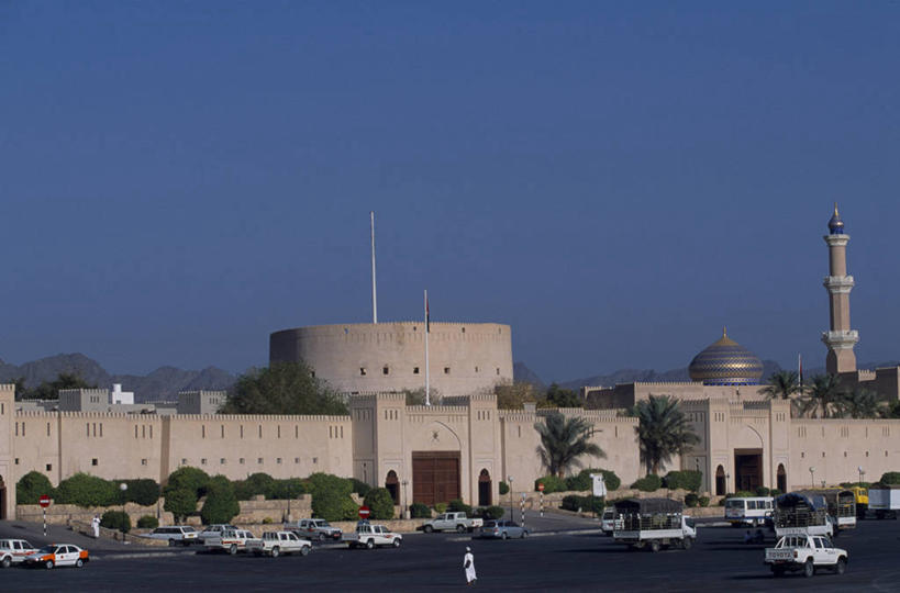 无人,横图,建筑,阿曼,塔,城墙,摄影,宗教,保护,宗教建筑,要塞,清真寺,波斯湾,奈兹瓦,彩图