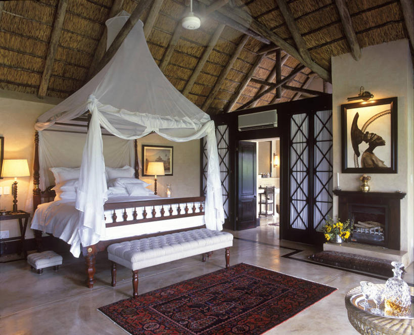 无人,横图,室内,度假,床,地毯,卧室,酒店,非洲,南非,蚊帐,灯,装饰物,摄影,吧椅,高雅,华贵,雪利,彩图,四柱床
