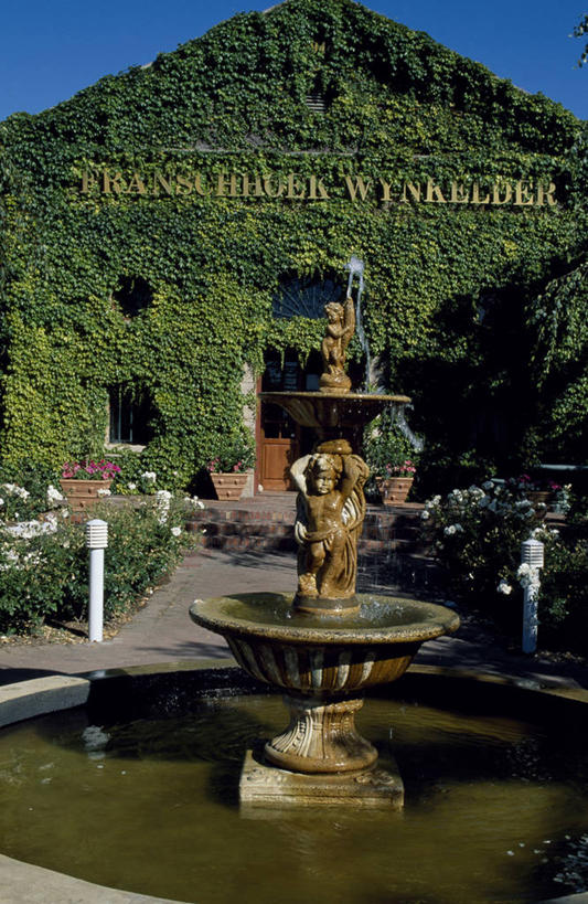 葡萄酒,无人,竖图,瀑布,喷泉,南非,雕像,池塘,常春藤,酒窖,葡萄园,摄影,西开普省,彩图