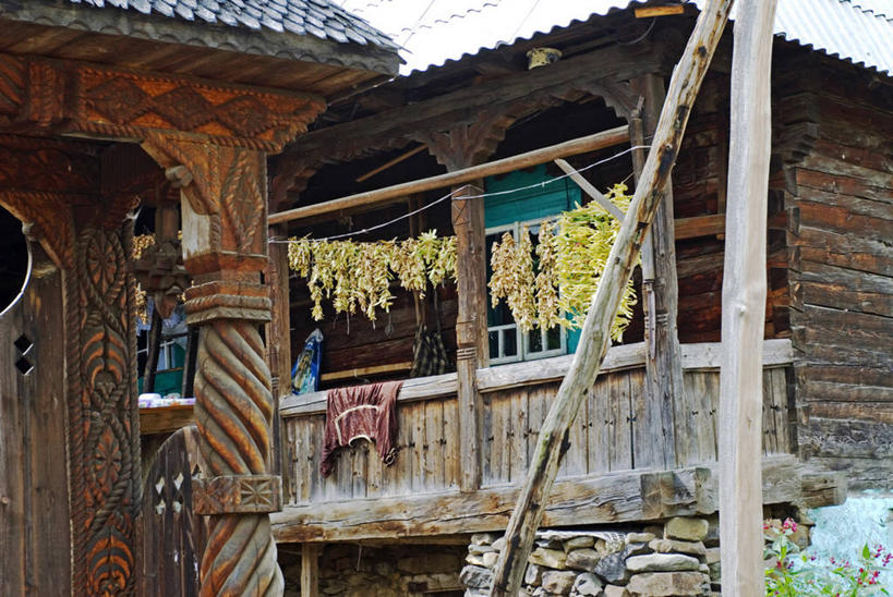 无人,横图,阳台,欧洲,罗马尼亚,木制,木材,房屋,摄影,住房,烘干,彩图,传统文化