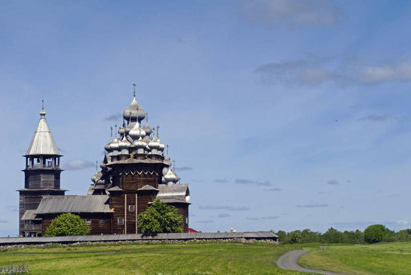 无人,母亲,教堂,横图,室外,旅游,湖,建筑,木制,岛,穹顶,摄影,宗教,基督教,前苏联,东正教,预言家,彩图,旅行,神,独联体,基什岛