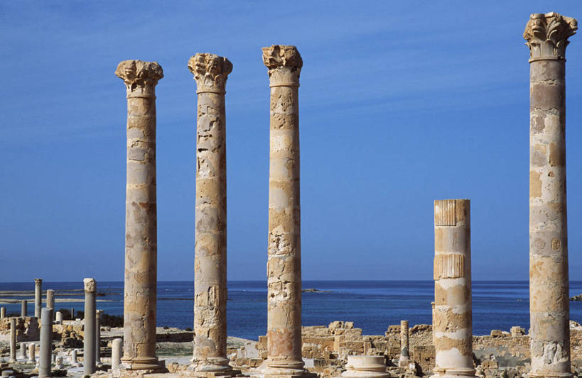 无人,横图,雕塑,利比亚,艺术,装饰,化石,柱子,古罗马,废墟,地标建筑,摄影,考古学,地中海文化,手艺,北非,撒哈拉沙漠,美术工艺,萨布拉塔,彩图