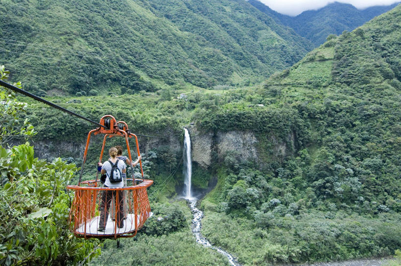 一个人,横图,室外,瀑布,厄瓜多尔,地形,缆车,南美,摄影,拉丁美洲,美国人,彩图