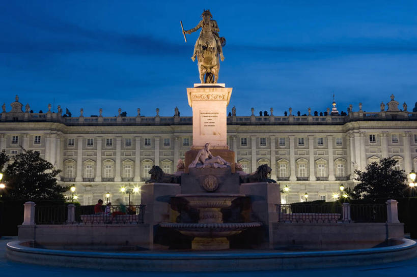 无人,横图,夜晚,城市,西班牙,首都,黄昏,马德里,摄影,西欧,地中海文化,南欧,伊比利亚半岛,马德里皇宫,彩图