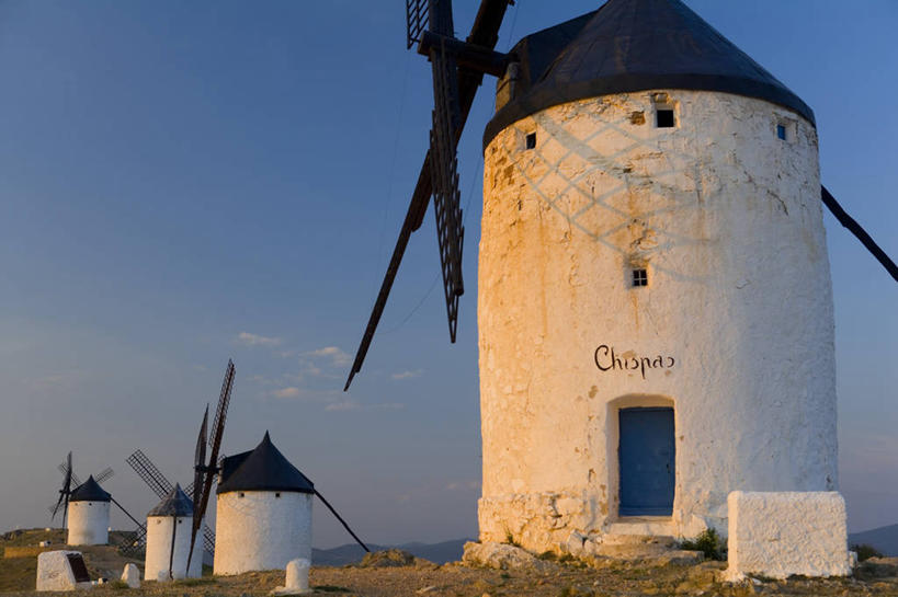 无人,横图,风车,西班牙,欧洲,摄影,西欧,地中海文化,南欧,伊比利亚半岛,西班牙王国,卡斯蒂利亚,卡斯蒂利亚拉曼查,卡斯蒂利亚拉曼恰,拉曼查,拉曼恰,彩图