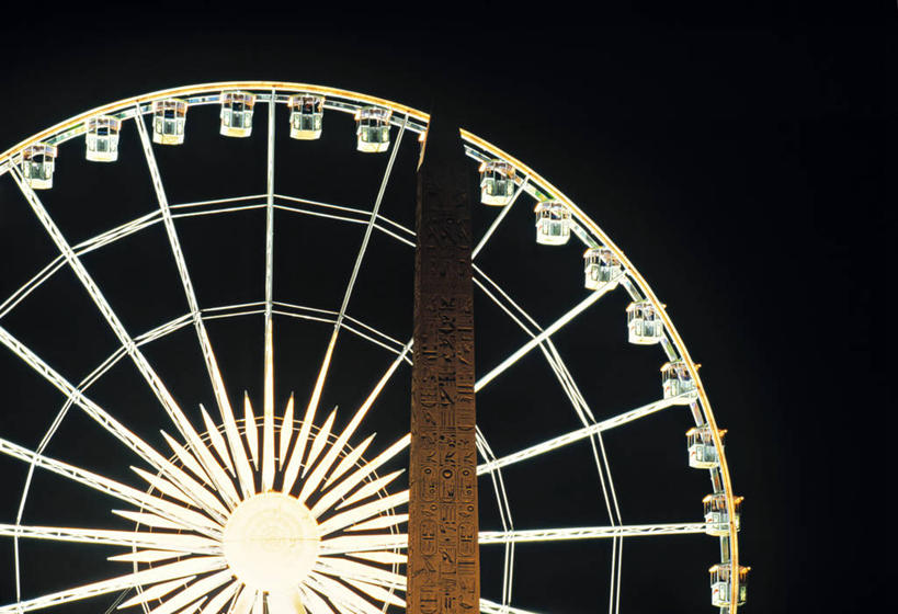 无人,横图,夜晚,法国,巴黎,欧洲,首都,摄影,大转轮,彩图