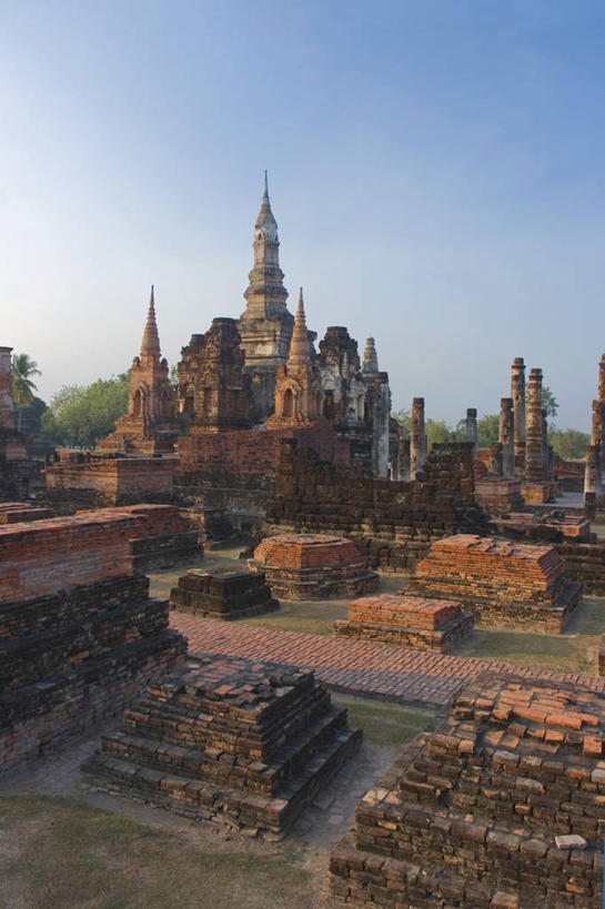 无人,寺庙,竖图,泰国,亚洲,雕像,佛,素可泰,佛塔,地标建筑,摄影,宗教,东南亚,泰国文化,彩图,素可泰遗址公园