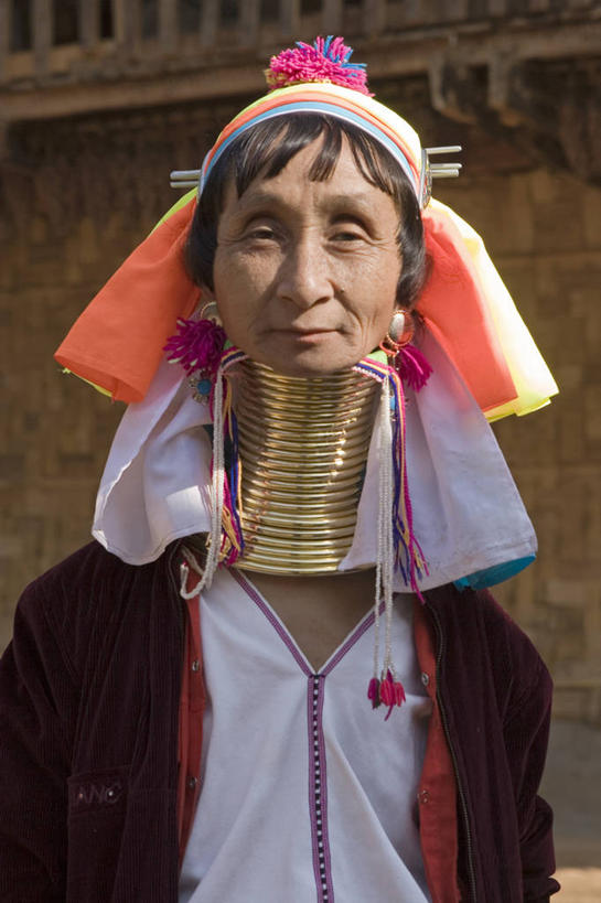 一个人,竖图,泰国,亚洲,摄影,东南亚,肖像,泰王国,长颈族,湄宏顺府,夜丰颂府,彩图