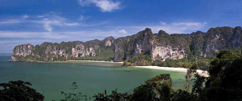 无人,横图,全景,室外,海洋,泰国,亚洲,悬崖,摄影,东南亚,热带气候,泰王国,石灰石,新西兰南岛,莱雷海滩,甲米,甲米府,海滩,岩石,彩图