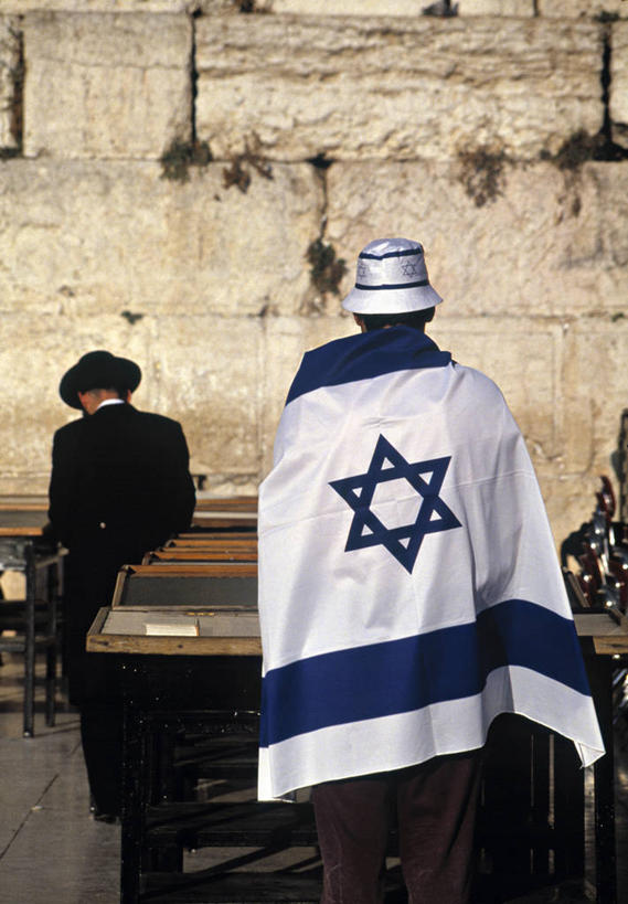 两个人,竖图,以色列,首都,摄影,中东,哭墙,耶路撒冷,彩图,旅行,以色列国旗