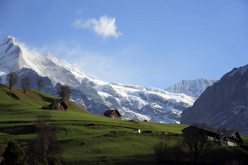 无人,横图,室外,瑞士,欧洲,阿尔卑斯山,地形,摄影,西欧,阿尔卑斯山脉,格林德瓦,彩图