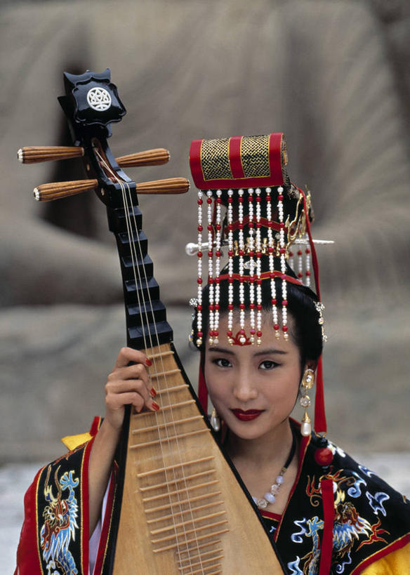 成年人,一个人,竖图,亚洲,仅一个女性,乐器,摄影,肖像,锡塔尔琴,女人,彩图